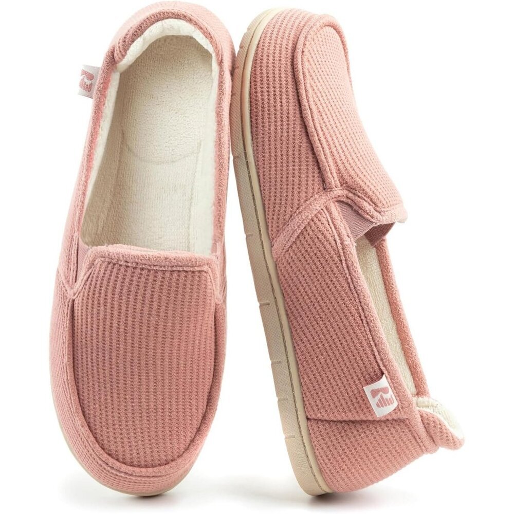 Women's Two Tone Cream Pink Hoodback Removable Rubber Insole Slipper Boot shoes